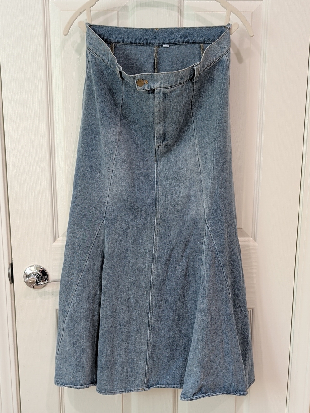 Women's Light Blue Denim Midi Skirt Jeans